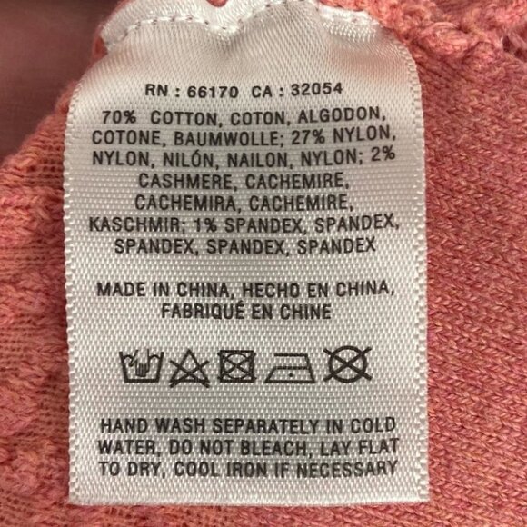 Anthropologie Field Flower Cashmere Waffle Knit Pullover Sweater Pink Boho Med - Picture 9 of 14